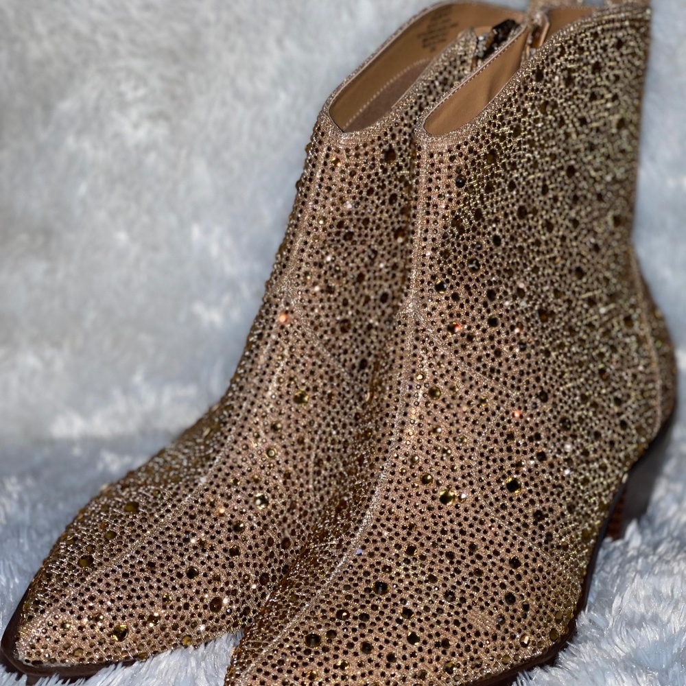New Gold Oviedo Rhinestone Western Booties